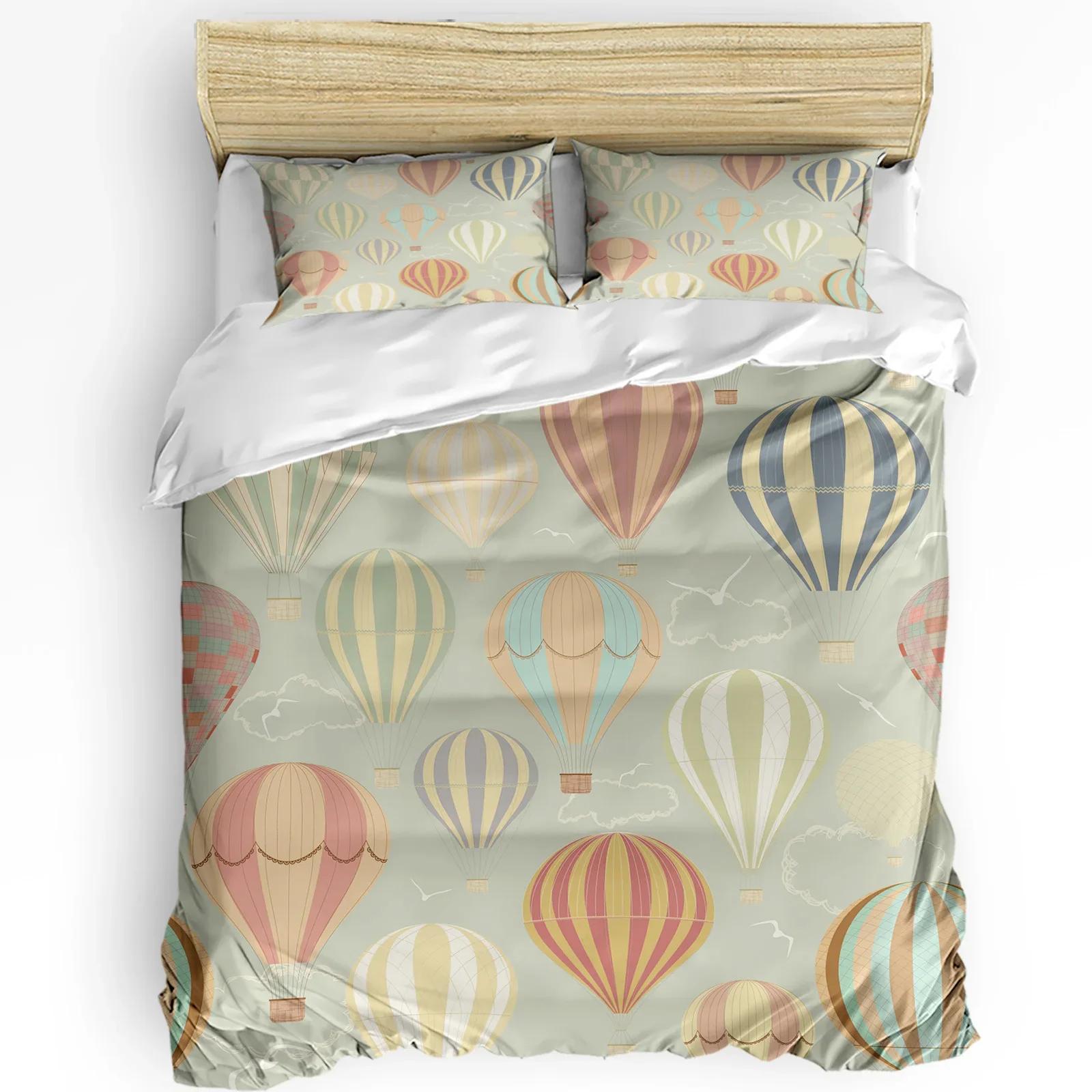 3pcs Bedding Set Cartoon Hot Air Balloon Home Textile Duvet Cover Pillow Case Boy Kid Teen Girl Bedding Covers Set